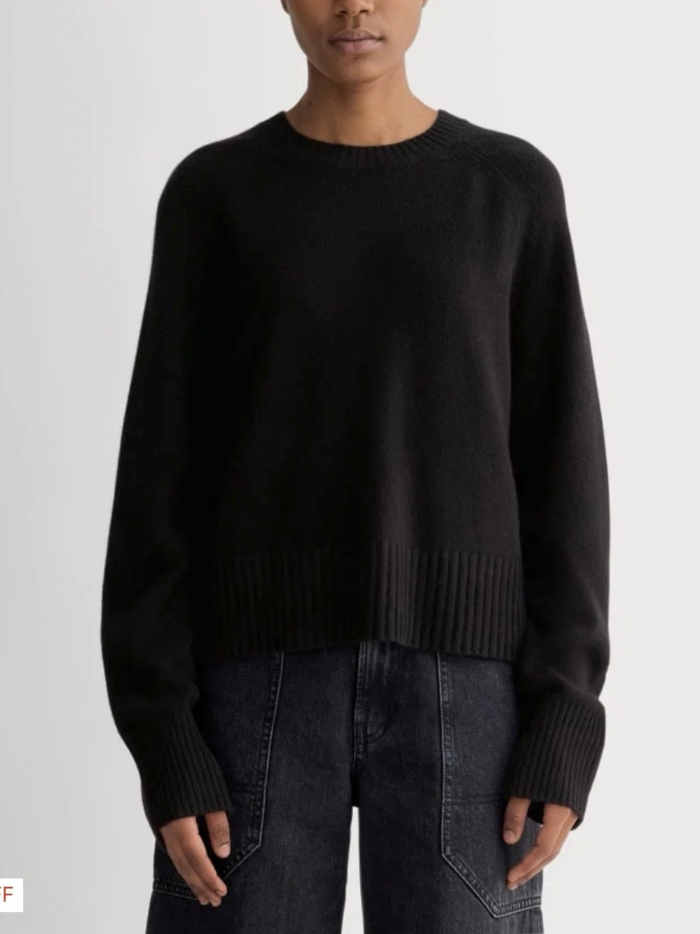 Everlane Cashmere Boxy Crew Black Crewneck Sweater - Women’s, XS